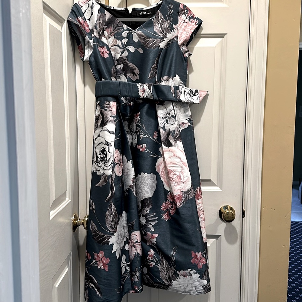 Beautiful Dupoini Silk dress- custom-made with back zipper and belt.